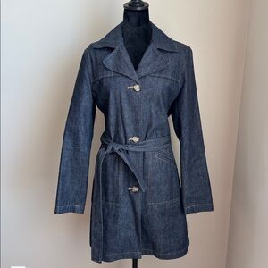 Vintage Old Navy Dark Wash Denim Trench Coat sz L